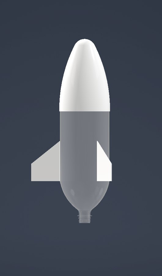 Front CAD view of the final Splash Force rocket