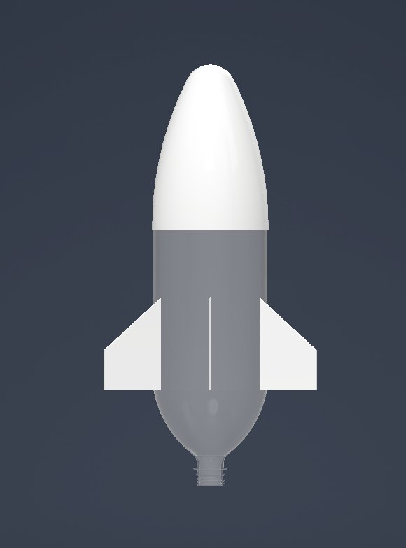 Right-side CAD view of the final Splash Force rocket