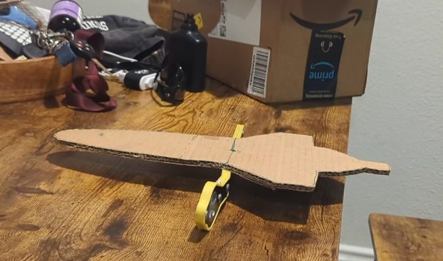 Cardboard silhouette projection used for water rocket stability analysis