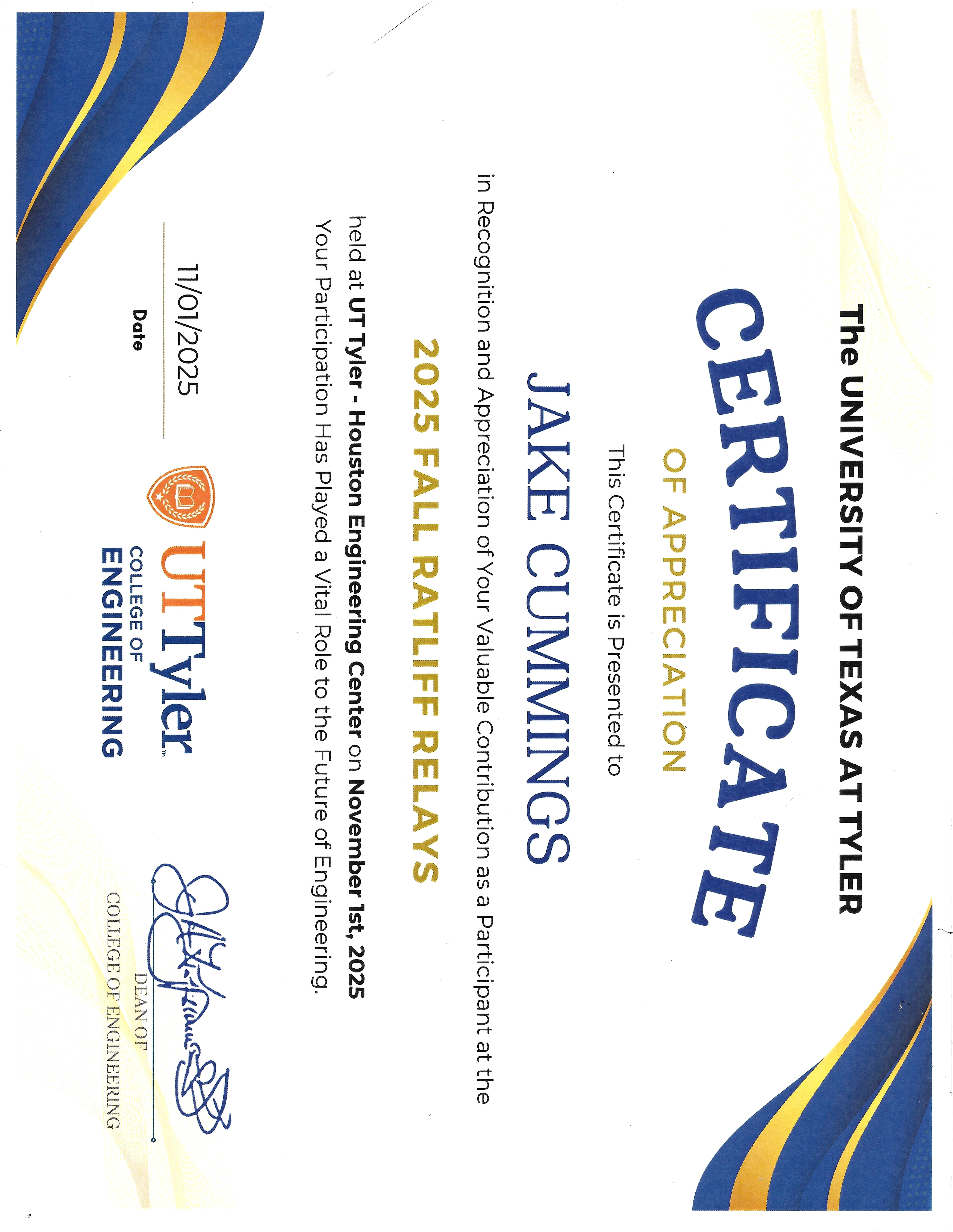 Water rocket competition participation certificate