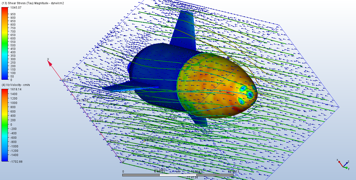 Shear stress contour with velocity vectors